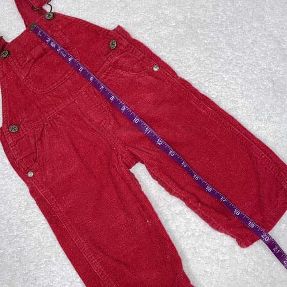 Vintage red sparkle corduroy embroidered flower overalls 9m - Picture 6 of 10
